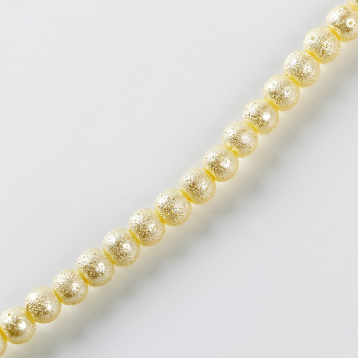 Бусины из стекла, набор 140 шт., размер 1 шт. &mdash; 6 мм, цвет белое золото