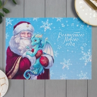 Салфетка новогодняя на стол Доляна «Дед Мороз», 40х29см Салфетка новогодняя на стол Доляна «Дед Мороз», 40х29см