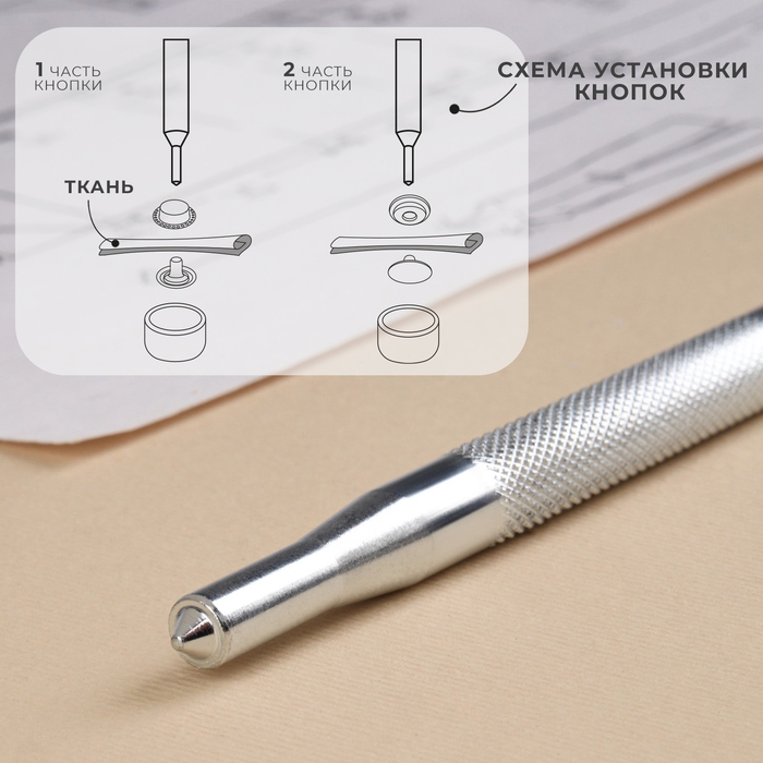 Набор инструментов для ручной установки О-образных кнопок, с колодцем, №201, d = 15 мм Набор инструментов для ручной установки О-образных кнопок, с колодцем, №201, d = 15 мм