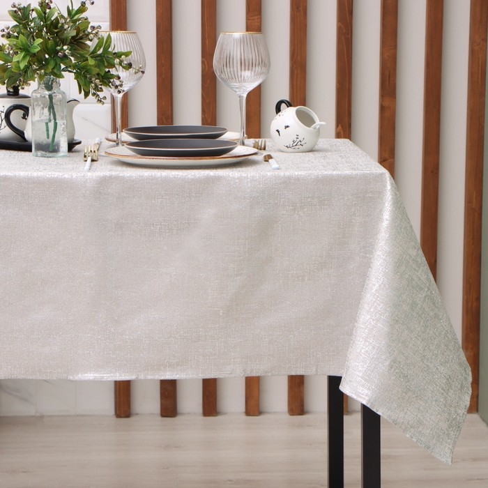 Скатерть Этель серебро 140*180 &plusmn;5 см, 100% п/э, 180гр/м2