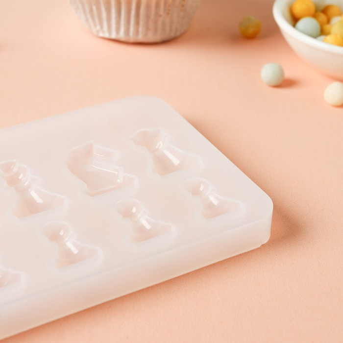 Набор молдов Доляна &laquo;Шахматы&raquo;, силикон, 2 предмета: доска 31&times;1 см, фигуры 20,5&times;8,5&times;1 см