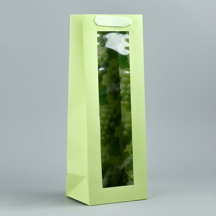 Пакет подарочный под бутылку, упаковка, &laquo;Виноград&raquo;, 36 х 13 х10 см