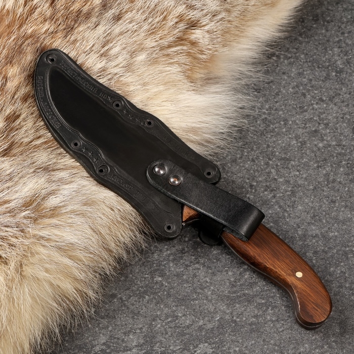 Нож кавказский, туристический "Печенег" с ножнами, сталь - 40х13, вощеный орех, 14 см