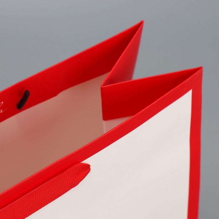 Пакет подарочный новогодний ламинированный квадратный Happiness, 30 х 30 х 12 см, Новый год