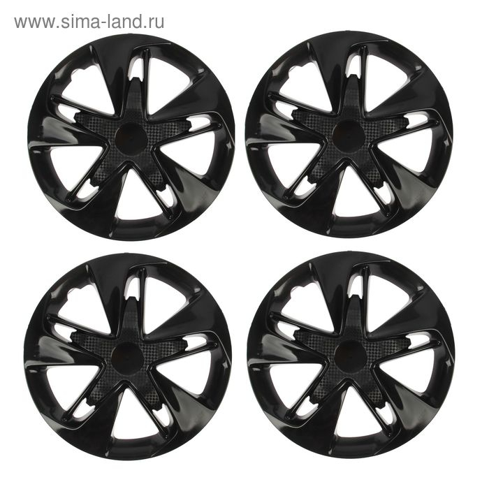 Колпаки колесные R16 Колпаки колесные R16 "СУПЕР АСТРА", черный глянец карбон, набор 4 шт