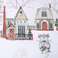 Комплект штор д/кухни с подхватами "Звери в городе" 145х180см-2 шт., 100% п/э