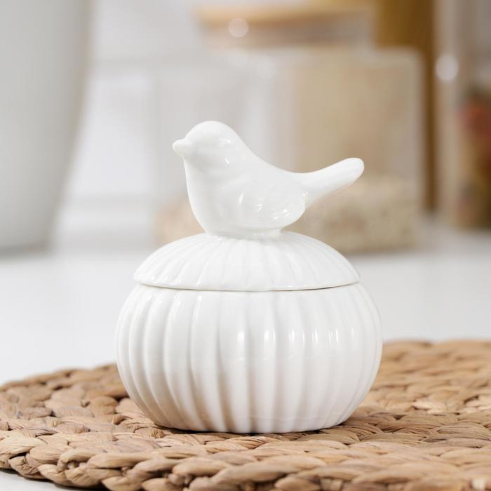 Банка керамическая для специй &laquo;Соловушка&raquo;, 130 мл, керамическая, цвет белый