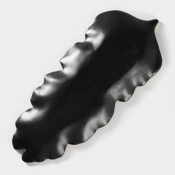 Блюдо для фруктов Доляна «Золотой лист», 38,5×15,5 см, цвет золотой с чёрным Блюдо для фруктов Доляна «Золотой лист», 38,5×15,5 см, цвет золотой с чёрным