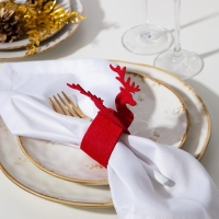 Новый год. Набор декоративных колец для салфеток &laquo;Новогодний олень&raquo; 4 шт, d=5 см, 100% п/э, фетр