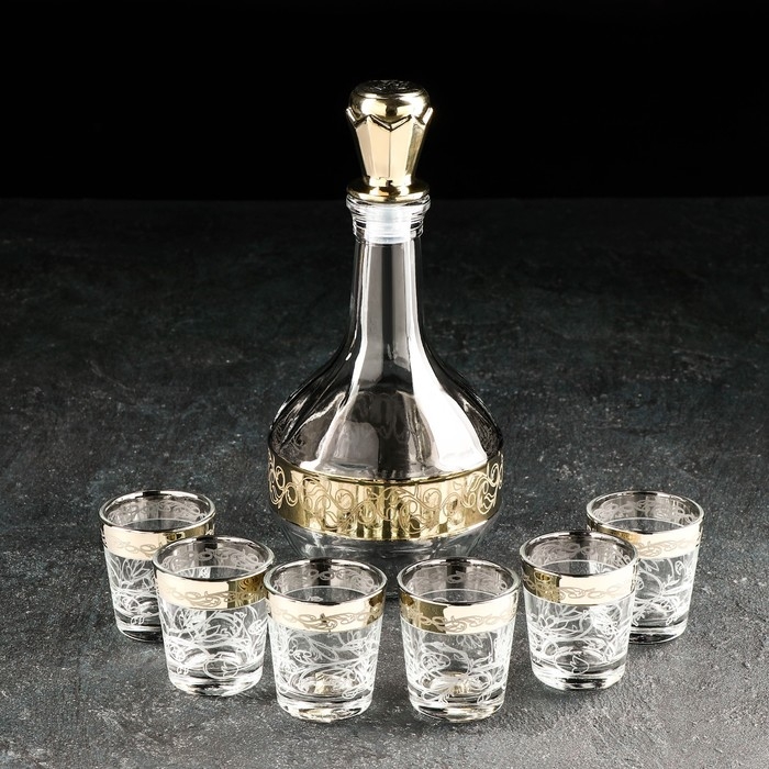 Набор питьевой &laquo;Флора&raquo;, 7 предметов: графин 500 мл, стопка 50 мл, 6 шт, с гравировкой и напылением
