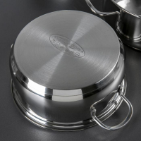 Набор кастрюль &laquo;Лира&raquo;, 3 предмета: 3,2 л, 4,2 л, 5,2 л, стеклянные крышки, капсульное дно, индукция