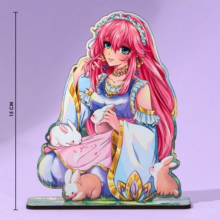 Фигурка аниме &laquo;Девушка с кроликами&raquo;, 11 х 14,9 см, дерево
