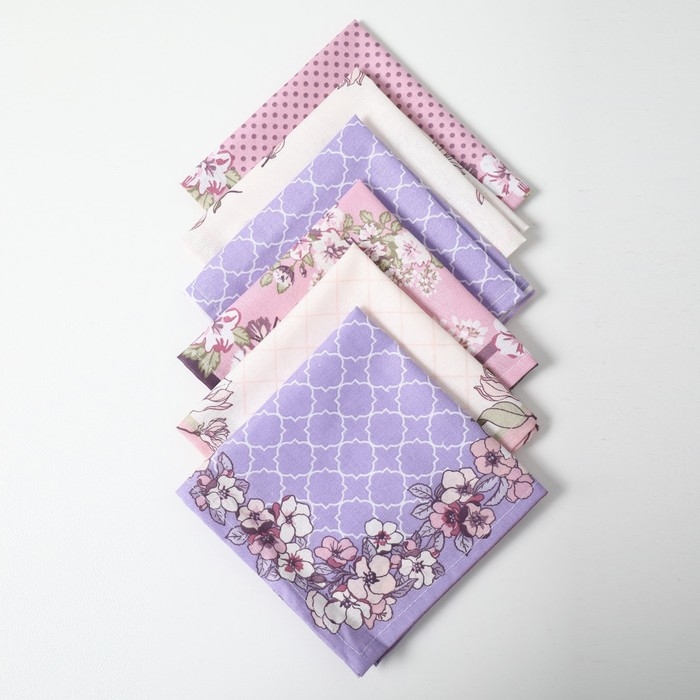 Платок носовой женский 28х28см, 6шт, рис 64094-1, МИКС, ситец 100г/м, хл100%