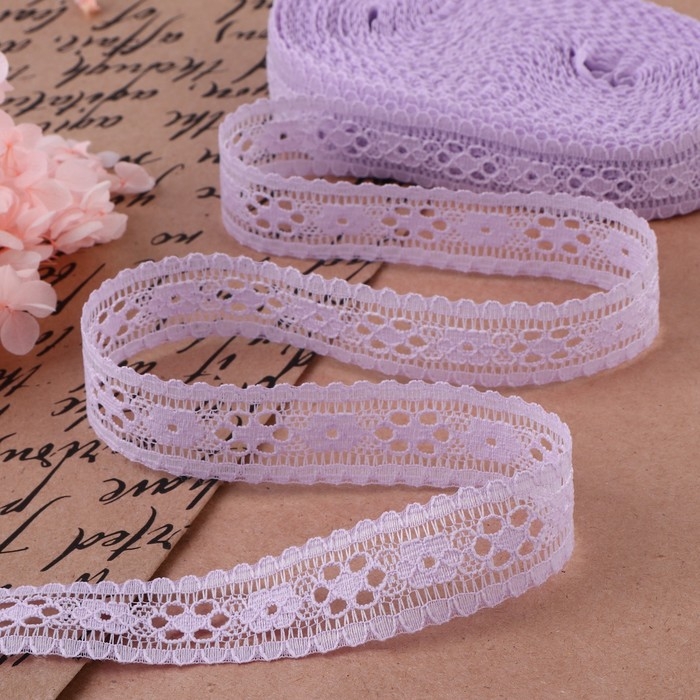 Кружево капроновое, 22 мм × 10 ± 1 м, цвет сиреневый Кружево капроновое, 22 мм × 10 ± 1 м, цвет сиреневый