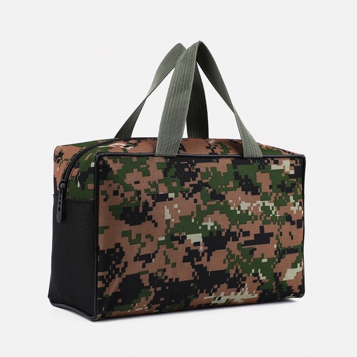 Косметичка на молнии, цвет хаки/коричневый Косметичка на молнии, цвет хаки/коричневый