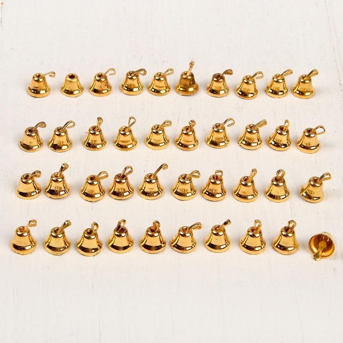 Колокольчик для рукоделия, набор 40 шт., размер 1 шт. &mdash; 0,6 см, цвет золотой