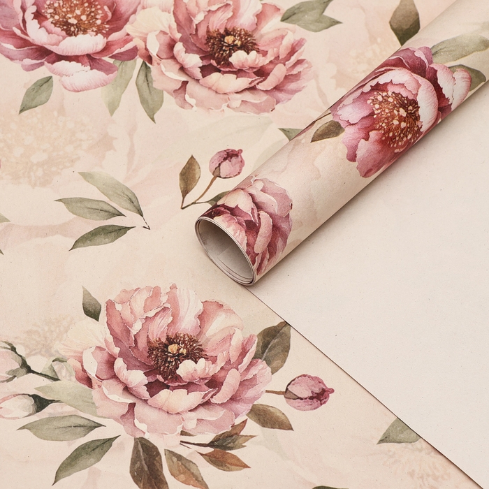 Бумага упаковочная, крафт Бумага упаковочная, крафт "Бутон", 70 х 100 см, 1 лист