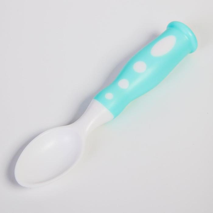 Набор детской посуды &laquo;Зайчик&raquo;, 3 предмета: тарелка на присоске, крышка, ложка, цвет бирюзовый