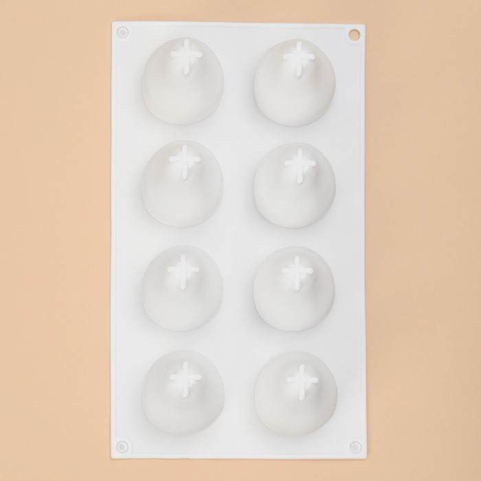 Форма для муссовых десертов и выпечки Доляна «Груша», силикон, 29,3×17,2×6,5 см, 8 ячеек (d=5,5 см), цвет белый Форма для муссовых десертов и выпечки Доляна «Груша», силикон, 29,3×17,2×6,5 см, 8 ячеек (d=5,5 см), цвет белый