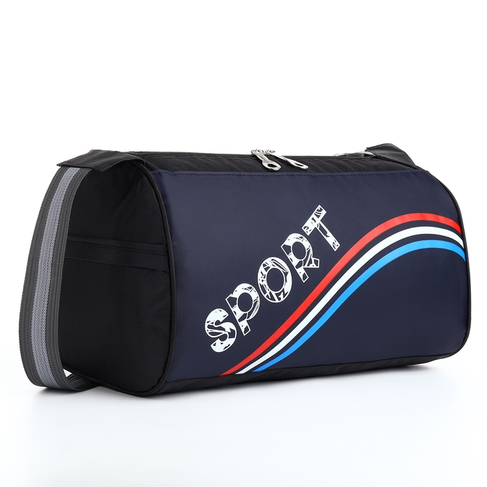 Сумка спортивная на молнии, боковой карман/сетка, регулируемый ремень, маленький размер, цвет чёрный/синий/триколор Сумка спортивная на молнии, боковой карман/сетка, регулируемый ремень, маленький размер, цвет чёрный/синий/триколор