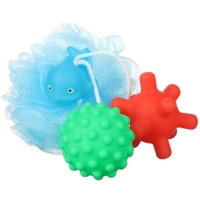 Набор для ванны «Дельфин», мочалка с игрушкой, 2 тактильных мячика, Крошка Я Набор для ванны «Дельфин», мочалка с игрушкой, 2 тактильных мячика, Крошка Я