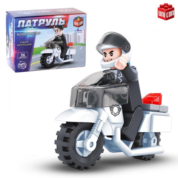 Конструктор Патруль «Полицейский мотоцикл», 26 деталей Конструктор Патруль «Полицейский мотоцикл», 26 деталей