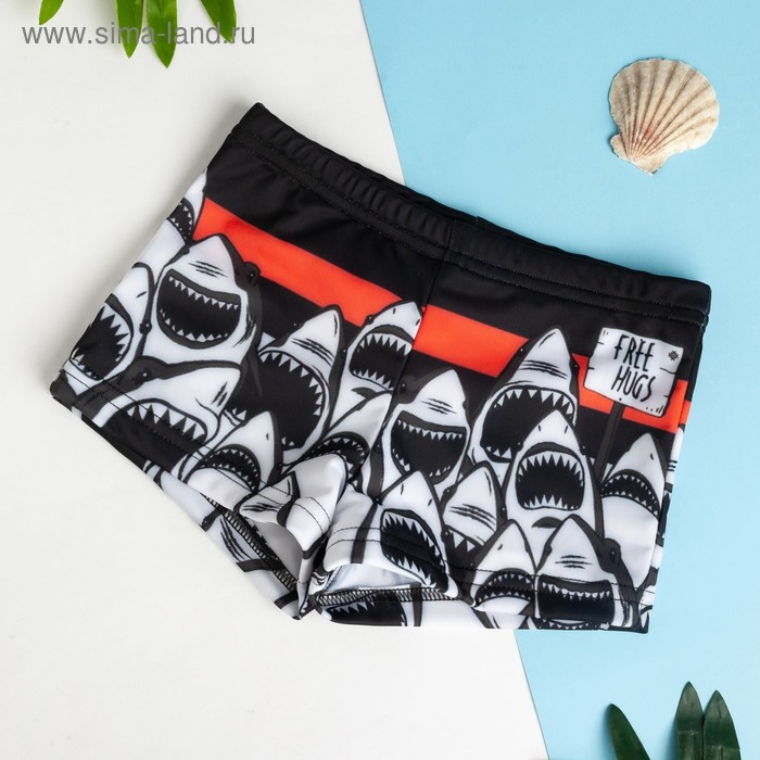 Плавки купальные для мальчика KAFTAN &laquo;Акулы&raquo;, рост 122-128 (34), цвет чёрный