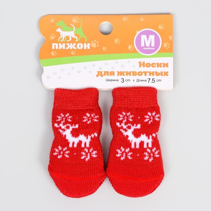 Носки нескользящие Носки нескользящие "Олени", M (3/4 * 7 см), набор 4 шт