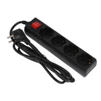 Сетевой фильтр 5bites SP4B-218 4S, 4 розетки, 1.8 м, 10 А, 3х0.75 мм2, с выкл., черный