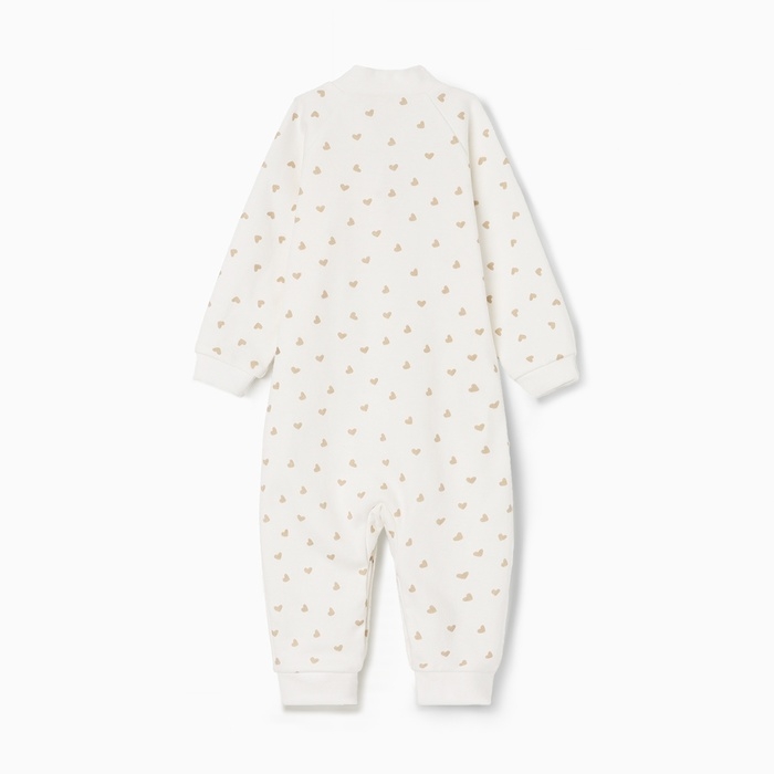 Комбинезон детский с открытыми ножками, цвет бежевый/сердечки, рост 74 см