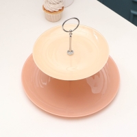 Этажерка &laquo;Айвори. Кораллы&raquo;, стеклянная, двухъярусная, d=21/28 см