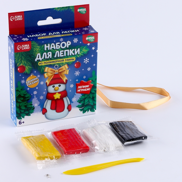 Фигурка из полимерной глины своими руками на новый год &laquo;Снеговичок&raquo;, новогодний набор для творчества