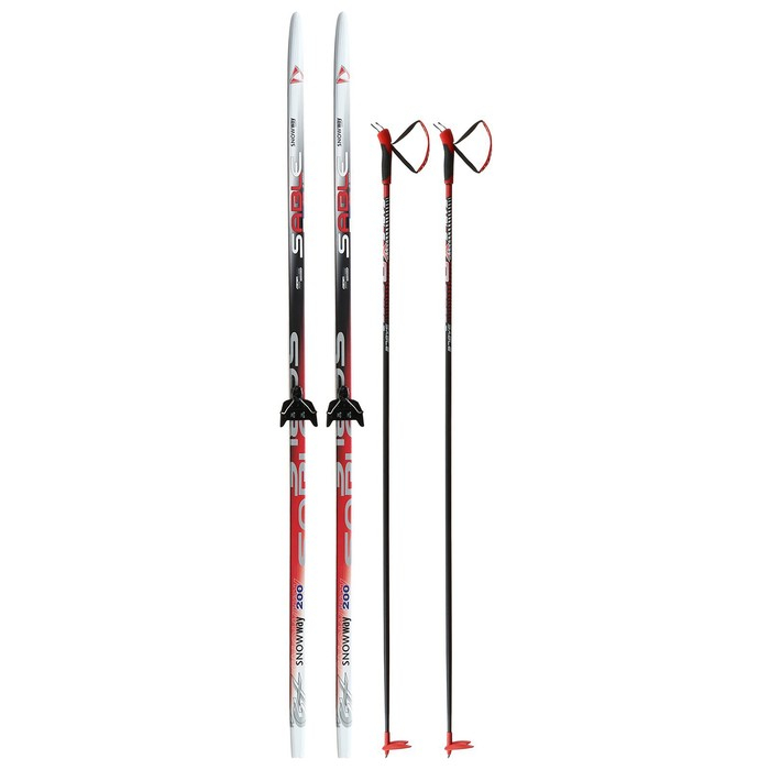 Комплект лыжный: пластиковые лыжи 200 см без насечек, стеклопластиковые палки 160 см, крепления NN75 мм, цвета МИКС Комплект лыжный: пластиковые лыжи 200 см без насечек, стеклопластиковые палки 160 см, крепления NN75 мм, цвета МИКС