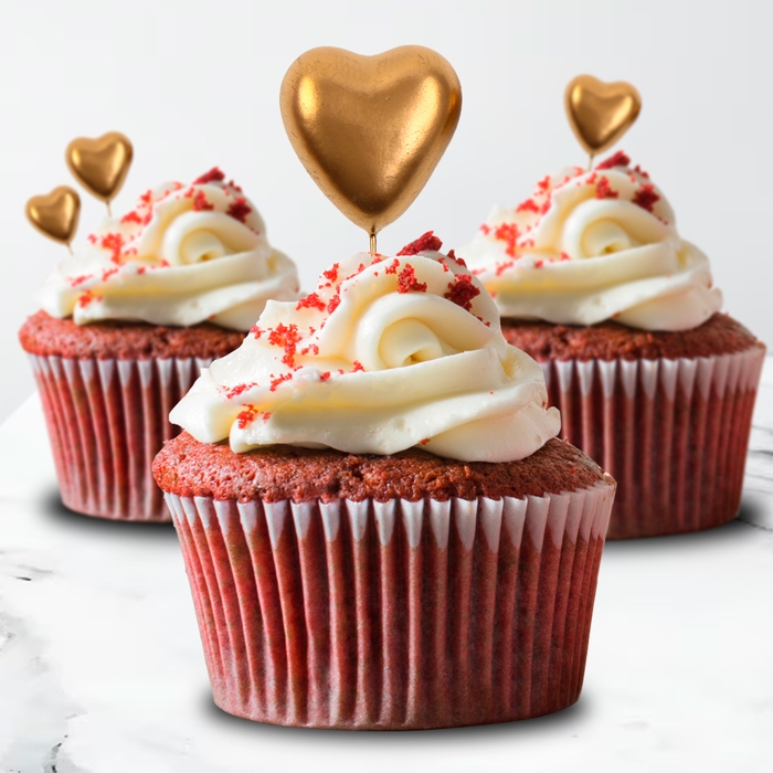 Набор топперов «Сердечки», 12 см, цвет золото Набор топперов «Сердечки», 12 см, цвет золото