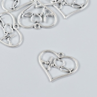 Декор для творчества металл "Сердечко с кардиограммой" набор 7 шт серебро 3х2,4 см Декор для творчества металл "Сердечко с кардиограммой" набор 7 шт серебро 3х2,4 см