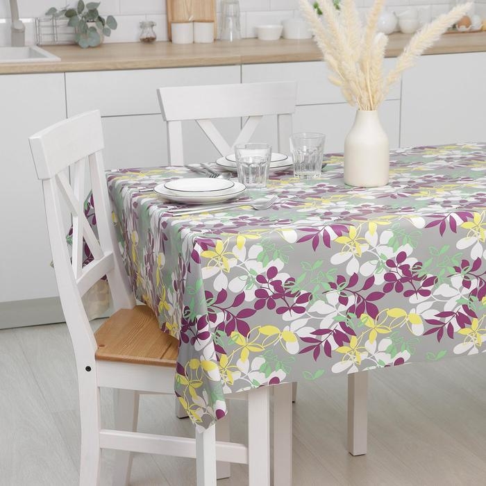 Клеёнка на стол на тканевой основе Доляна &laquo;Листья&raquo;, рулон 20 метров, ширина 137 см, общая толщина 0,22 мм