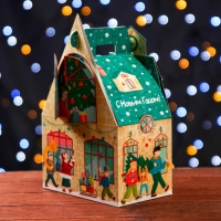 Подарочная коробка "Новогодний городок", 17,6 х 11,1 х 18,8 см Подарочная коробка "Новогодний городок", 17,6 х 11,1 х 18,8 см