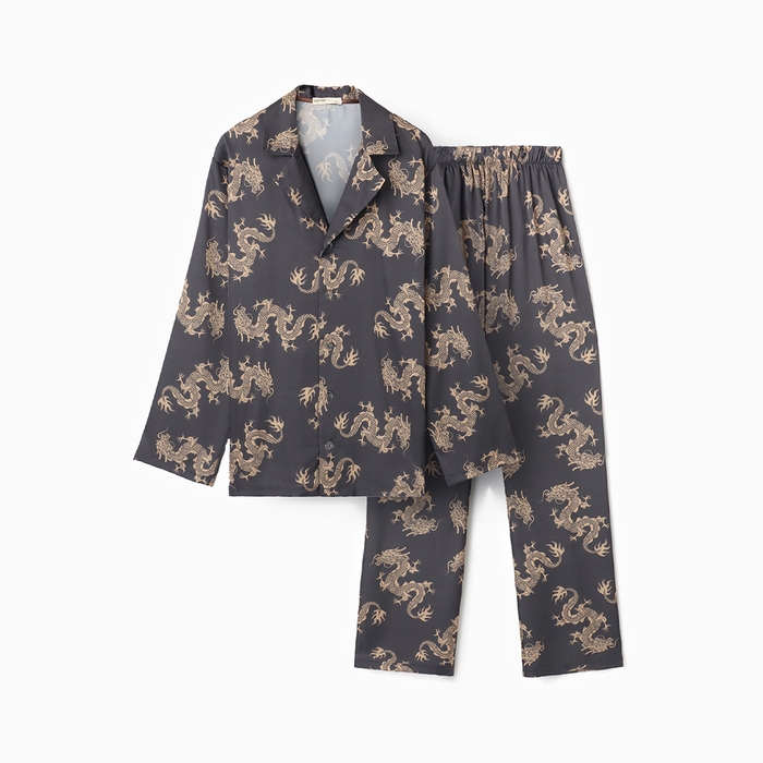 Пижама мужская (рубашка и брюки) KAFTAN Пижама мужская (рубашка и брюки) KAFTAN "Дракон" размер 50, графитовый