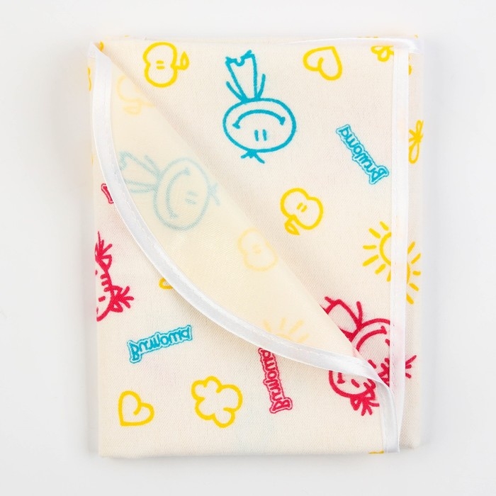 Клеенка подкладная 48х68 см., Ткань/ПВХ, с окантовкой, с рисунком