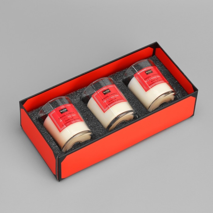 Набор свечей ароматических Набор свечей ароматических "Aroma Candle", инжир и черная смородина, 3 шт