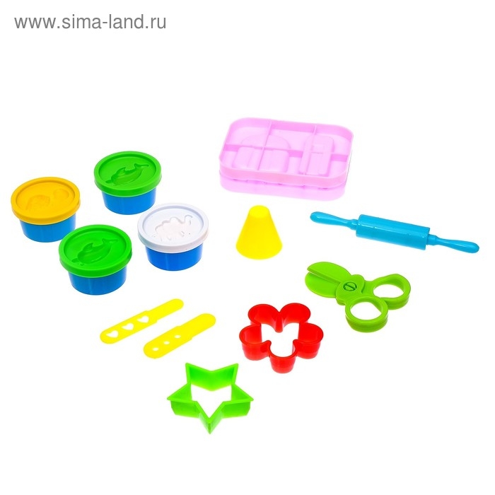 Набор для игры с пластилином &laquo;Лавка мороженого&raquo;, 4 баночки пластилина, в пакете