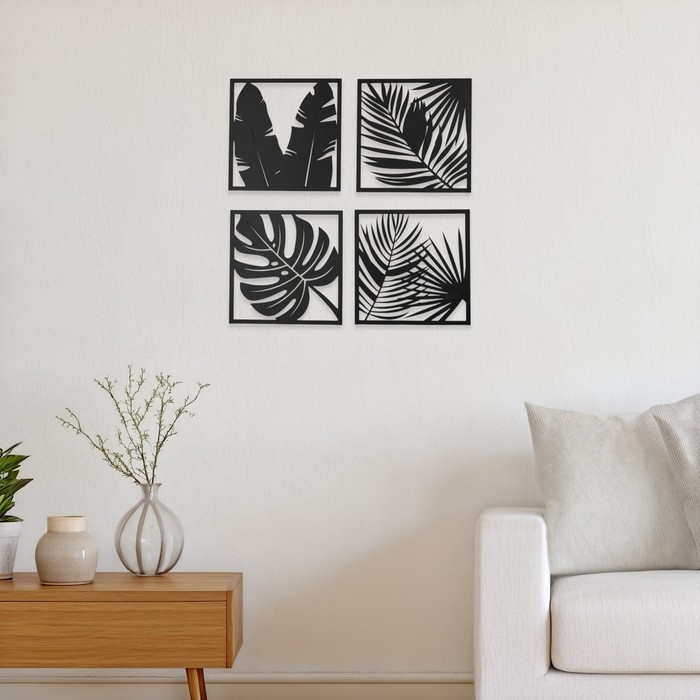 Декор настенный, панно для интерьера из дерева Декор настенный, панно для интерьера из дерева "Листья", 4 модуля 31 х 31 см