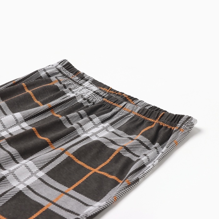 Пижама мужская (футболка/брюки), цвет тёмно-серый, размер 48