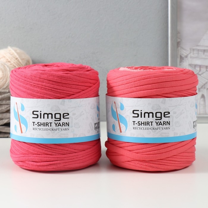 Трикотажная пряжа вторичная 90% хлопок,10% п/э, 100м/450&plusmn;50 гр (коралл) МИКС