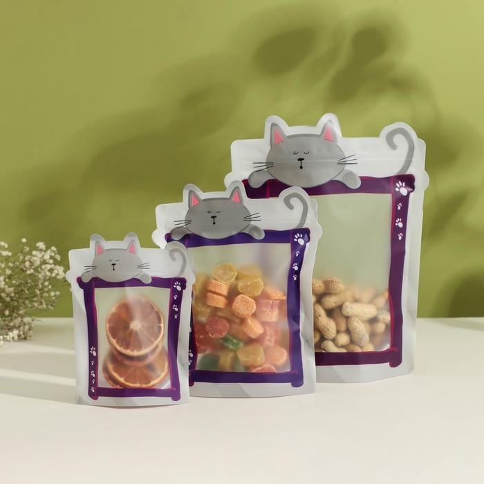 Набор пакетов для хранения сыпучих продуктов Доляна, застёжка zip-lock, 3 шт, 17&times;23,5 см, 13,7&times;19 см, 11&times;14,5 см