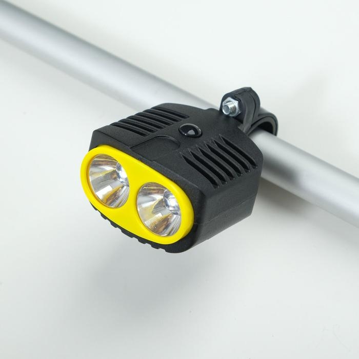 Фонарь велосипедный передний, водонепроницаемый, 2 диода, 1 режим, 3ААА Фонарь велосипедный передний, водонепроницаемый, 2 диода, 1 режим, 3ААА