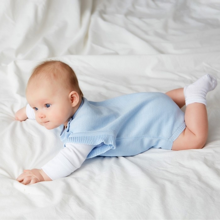 Комбинезон детский вязаный MINAKU, рост 62-68, цвет голубой