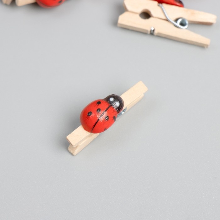 Декор для творчества дерево Декор для творчества дерево "Прищепка с божьей коровкой" набор 15 шт 1,5х1 см