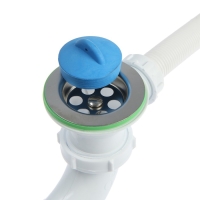 Сифон для ванны Akvater, 1 1/2"х40мм, выпуск и перелив, гофра 40х40/50мм, пробка без цепочки Сифон для ванны Akvater, 1 1/2"х40мм, выпуск и перелив, гофра 40х40/50мм, пробка без цепочки