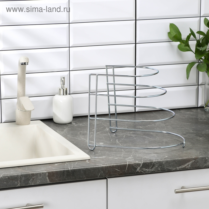 Подставка для хранения сковородок на 3 предмета, 28&times;23&times;22 см, цинк, цвет серебристый